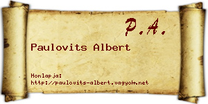 Paulovits Albert névjegykártya