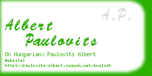 albert paulovits business card